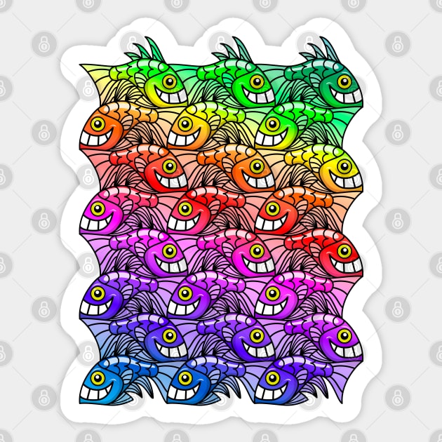 Rainbow fish Escher style Sticker by Maxsomma